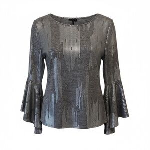 Kay Celine silver shimmer bell sleeve top, medium
